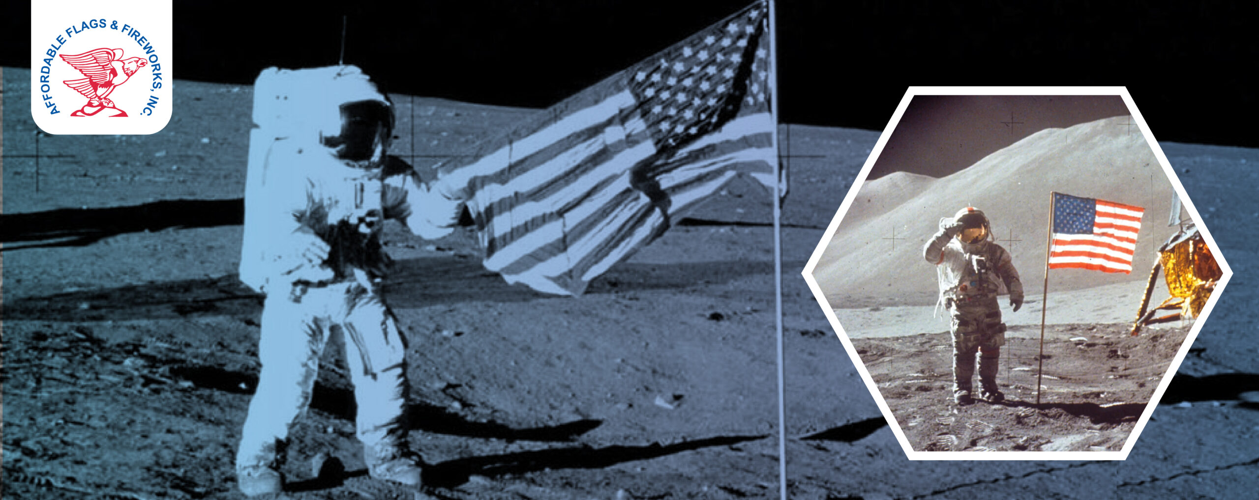the-historic-moment-of-American-flag-at-the-surface-of-the-moon